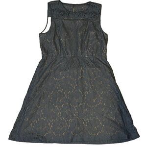 Fossil A-line Sleeveless Lace Dress Women’s Size Large Gray Tan